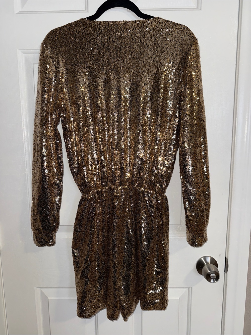 Gold Sequin Wrap Romper - Picture 4 of 7